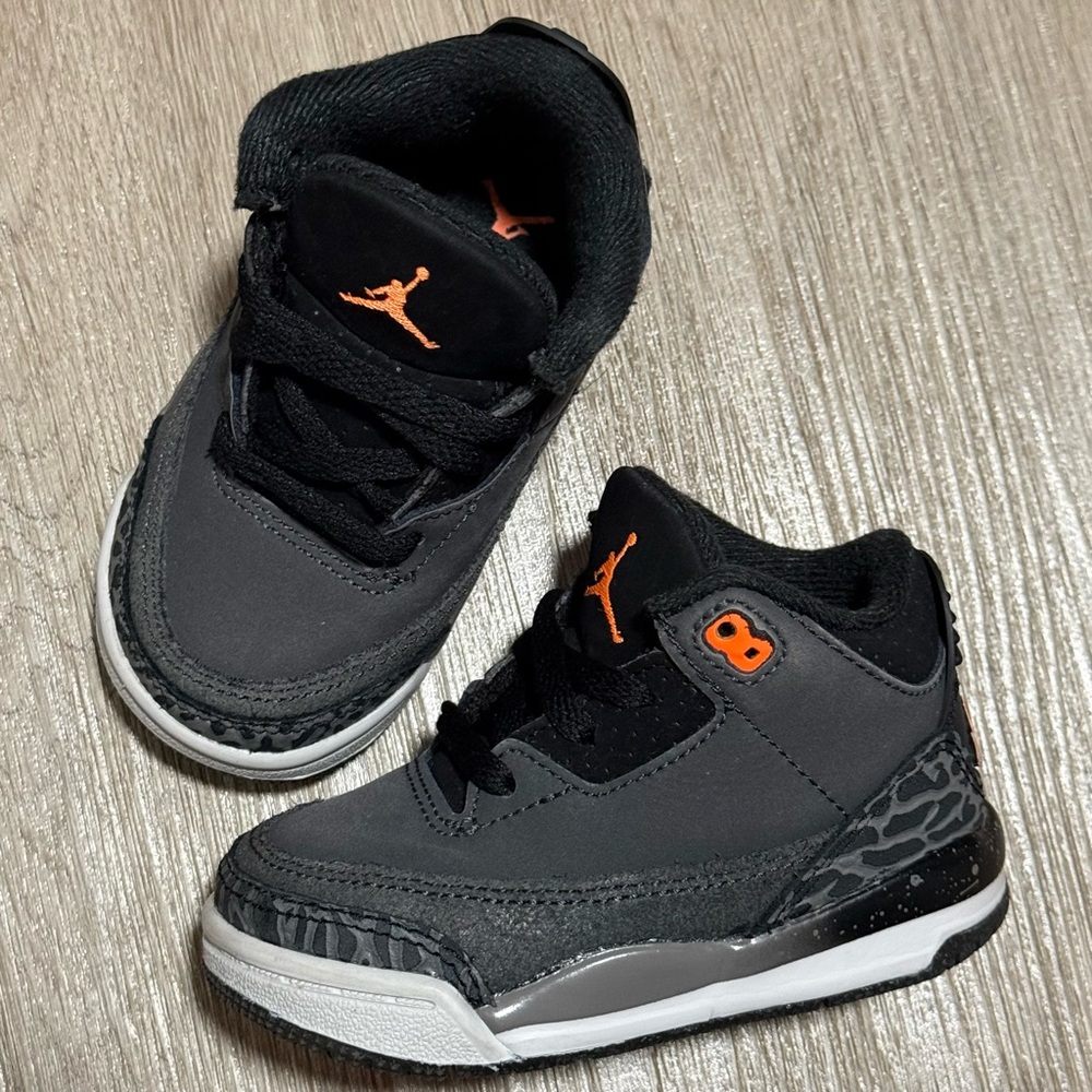 Nike Air Jordan 3 Retro Fear Sneakers DM0968 080 Black Gray Toddler Baby Size 5C